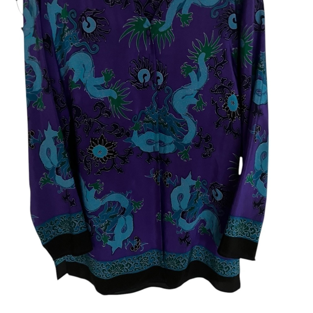 SILK Diane Von Furstenberg Watercolor‎ Art To Wear Relaxed Tunic Blouse Small - Picture 8 of 11